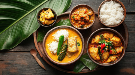 Kiribath and fish curry, a traditional Sri Lankan breakfast combination. Copy space availableの素材