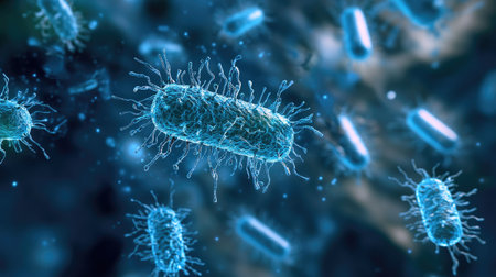 Digital depiction of germs with clear copy areaの素材