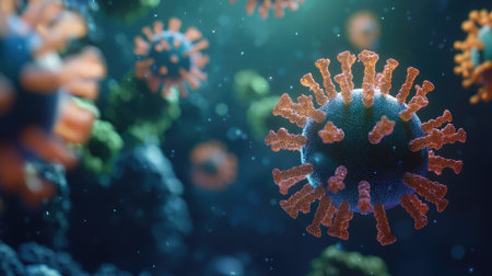 Digital germs model with visible copy area for warningsの素材