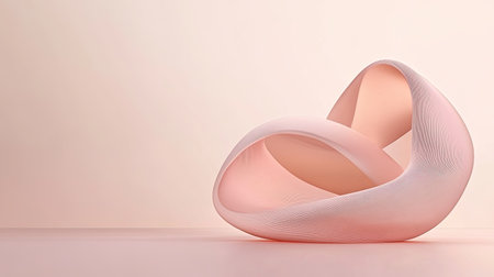 Soft abstract 3D curved shapes on a minimalist background, offering space for text or branding.の素材