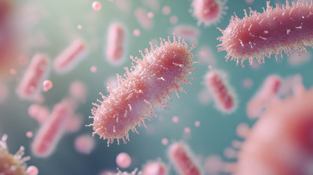 3D model of bacteria with clean background and copy spaceの素材