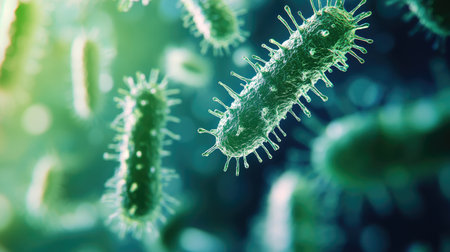 Germs under magnification with visible copy spaceの素材