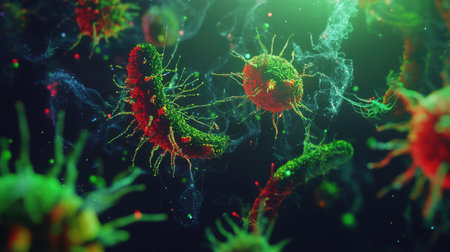 Digital germs model with visible copy area for warningsの素材