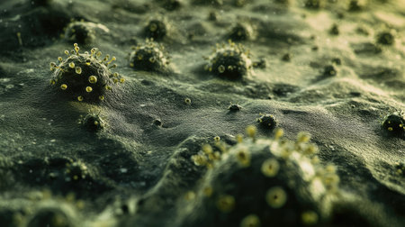 Surface with germs and visible copy areaの素材