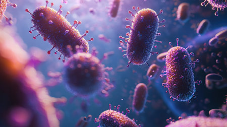 High-definition depiction of germs with text areaの素材