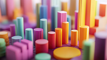 Colorful 3D business model depicting a cost structure with ample copy spaceの素材