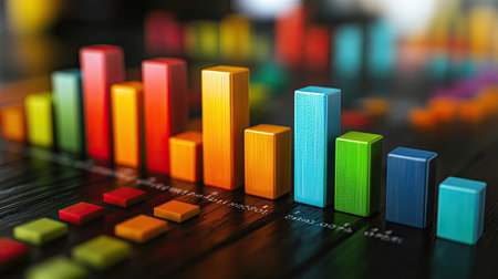 Detailed 3D bar chart of business costs, isolated with room for text, copy space.の素材