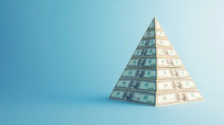 Pyramid-shaped 3D business cost model, with open space for copy, minimal backgroundの素材