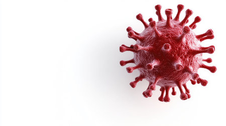Virus cell in 3D, isolated on a white background with space for text.の素材