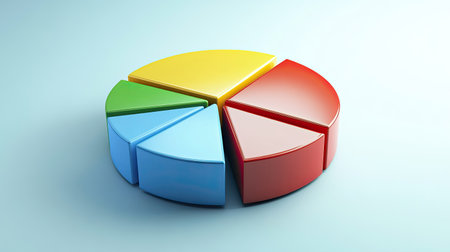 Simplified 3D pie chart of business cost breakdown, with copy space surroundingの素材