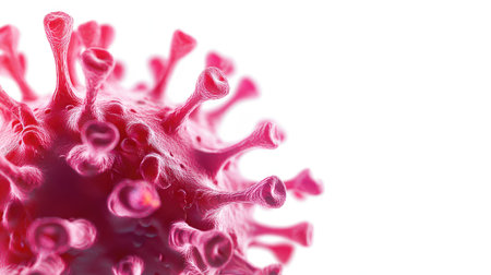 Virus illustration on a white background with ample copy space, no people.の素材
