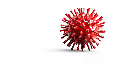 Virus cell in 3D, isolated on a white background with space for text.の素材