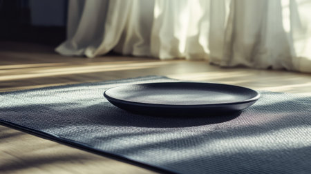 Twist plate resting on a fitness mat, with ample space for copy promoting core strength exercises.の素材