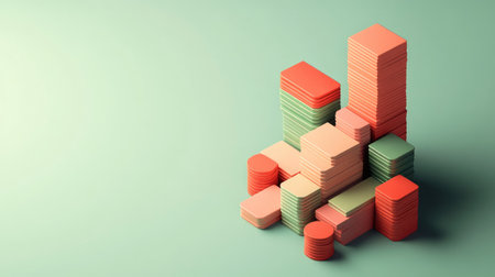 Stacked 3D blocks representing different costs in business, top view, copy space.の素材