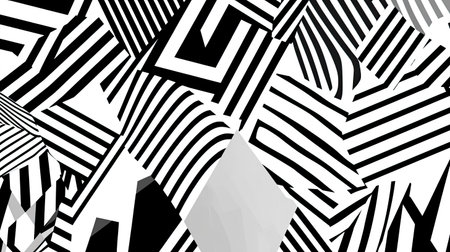 Abstract pattern with bold geometric lines and contrasting black and white design, elegant and modern.の素材