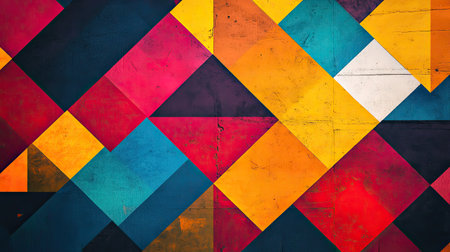 Geometric abstract pattern with sharp angles and vibrant, contrasting colors.の素材