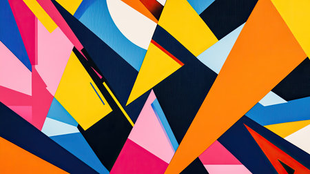 Geometric abstract pattern with sharp angles and bright colors, creating a dynamic and modern design.の素材