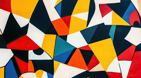 Geometric abstract pattern with sharp angles and bold colors, creating a striking and modern design.の素材