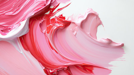 Colorful abstract swirl of pink and white paint creates a vibrant visual. The smooth texture and elegant lines make it suitable for modern design projects.の素材