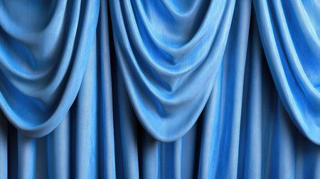 This image showcases an elegant blue drapery with a soft texture and flowing patterns, perfect for enhancing interior design and decoration.の素材