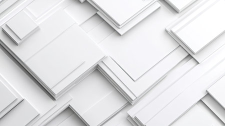 This abstract image features layers of white shapes and textures arranged in a modern design. Ideal for backgrounds, presentations, and creative projects.の素材