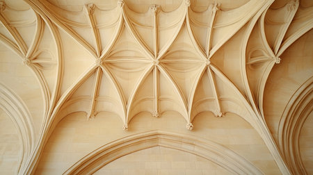 Discover the elegance of this intricate gothic ceiling featuring unique arches and detailed craftsmanship, showcasing the artistry of historical architecture.の素材
