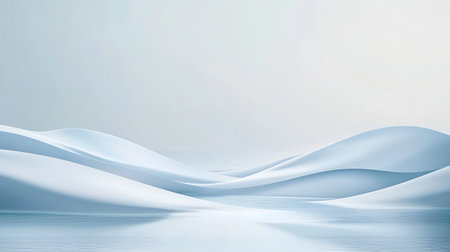 Captivating snowy landscape with gentle curves and soft light reflects tranquility and serenity, creating a peaceful outdoor scene perfect for winter themed projects.の素材