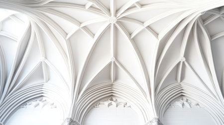 A captivating view of an intricate Gothic arch ceiling, featuring detailed patterns and textures that highlight the elegance of architectural design in a modern context.の素材