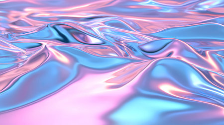 This captivating image features an iridescent wavy surface showcasing a blend of soft purple and blue hues, perfect for modern design projects and artistic inspirations.の素材