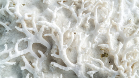 Close-up view of intricate patterns of white coral resting on the ocean floor. This natural beauty showcases the delicate texture and complexity of marine ecosystems.の素材