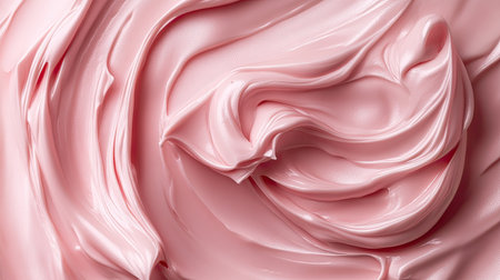 This image features soft pink swirls of a creamy substance, highlighting a smooth and glossy texture perfect for beauty or artistic projects.の素材