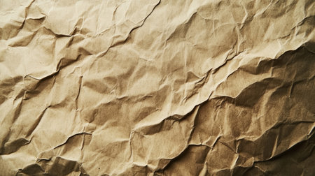 This image features a crumpled brown paper texture, ideal for backgrounds and design projects. The intricate wrinkles and organic shapes offer a vintage aesthetic perfect for crafts and creative applications.の素材