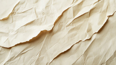 This image features a detailed crumpled paper texture with a warm beige hue. Perfect for creative projects, backgrounds, and artistic designs.の素材