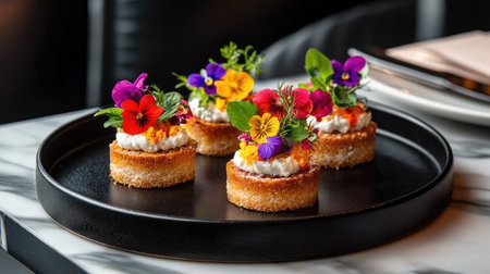 A stunning presentation of gourmet canapの素材