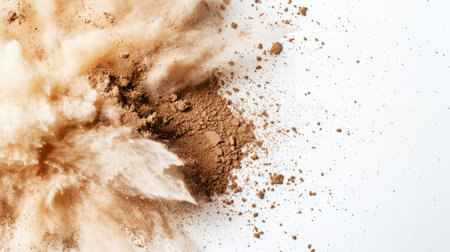 A striking image showcasing an explosive cloud of dust against a light background, revealing intricate textures and dynamic movement that captivates the viewer.の素材