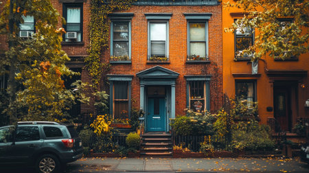 Charming brick house in the city, with ample space for copy in the sky.の素材