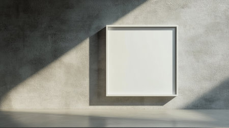 A chic square frame on a smooth surface wall, with clear space for customization and text.の素材