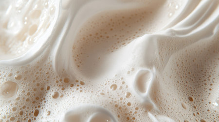 Close-up of foamy texture of a skincare cleanser, highlighting softness and bubbles, ideal for beauty brands, no peopleの素材