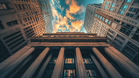 A historical landmark building captured with wide open sky for copy, no tourists or people in sightの素材