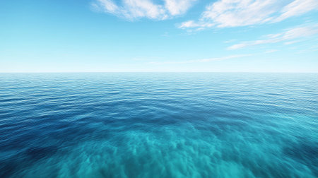 Crystal-clear European waters stretching out to the horizon, with open sky perfect for copy placement. No boats, no peopleの素材