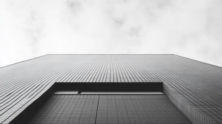 Minimalist architectural building with clean lines and ample sky for copy space. No people or distractionsの素材