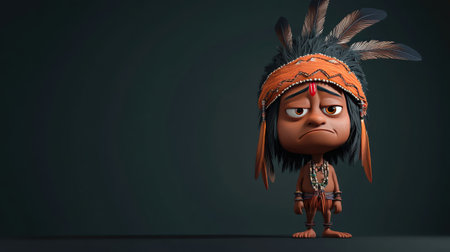 A sad 3D Indian cartoon character looking down with a frown, leaving space for copy aroundの素材