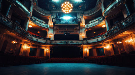 Traditional European theatre building with detailed architecture, no people. Room for copy in the foreground.の素材