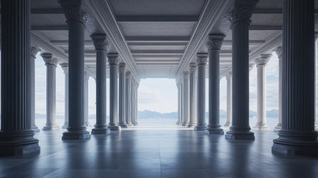 European government building with majestic columns, no people. Ample copy space in the surrounding areaの素材