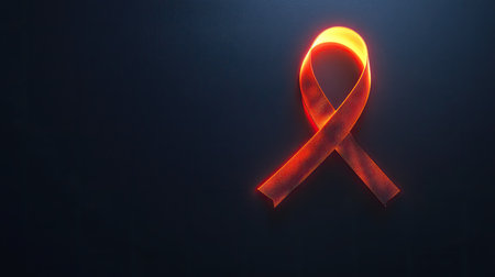 Symbolic 3D ribbon concept for hostage freedom, glowing ribbon design, no people, room for copy spaceの素材