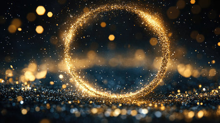 A mesmerizing circle of glitter floating in the air, capturing the sparkle and magic of shimmering particles.の素材