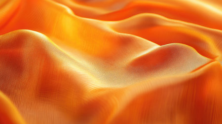 A wave-patterned orange fabric stretched out, emphasizing its vibrant hue and flowing design.の素材