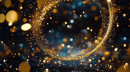 A dynamic and captivating circle of glitter floating in the air, capturing the essence of festive and magical ambiance.の素材