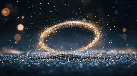 Floating circle of glitter, creating a dazzling effect with its sparkling, ethereal appearance.の素材