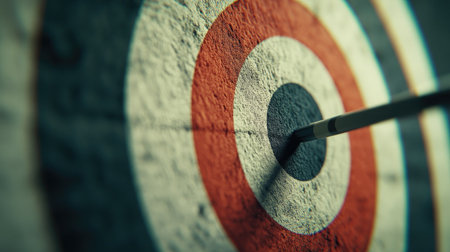 Focused view of a target's center with plenty of surrounding space, perfect for concepts of accuracy or goalsの素材